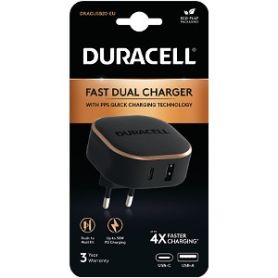 CARREGADOR USB DURACELL PD30W+PPS18W DRACUSB20-EU