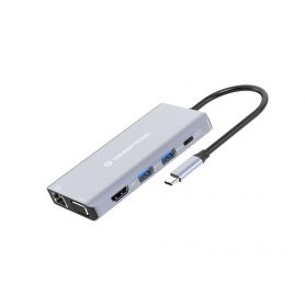 Conceptronic DONN20G 10-in-1 USB 3.2 Gen 1 Docking Station, HDMI, VGA, USB-A 3.0 x 3, SD, TF MicroSD, Audio, 100W USB PD