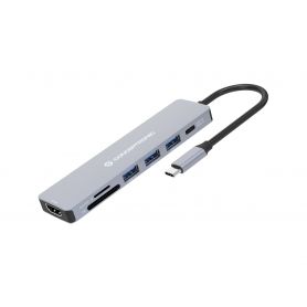 Conceptronic DONN19G 7-in-1 USB 3.2 Gen 1 Docking Station, HDMI, USB-A 3.0 x 3, SD, TF MicroSD, 100W USB PD  -