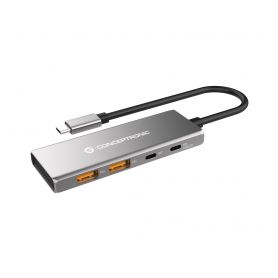 Conceptronic HUBBIES15G 4-Port USB 3.2 Gen 2 Hub, 10Gbps, USB-C x 2, USB-A x 2, 100W USB PD, Aluminum Case  -