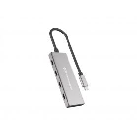 Conceptronic HUBBIES16G 4-Port USB 3.2 Gen 2 Hub, 10Gbps, USB-C x 4, 100W USB PD, Aluminum Case  -