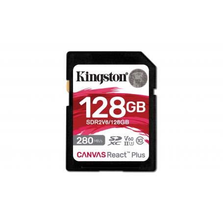 Kingston 128GB Canvas React Plus SDXC UHS-II 280R 100W U3 V60 for Full HD 4K  - SDR2V6 128GB
