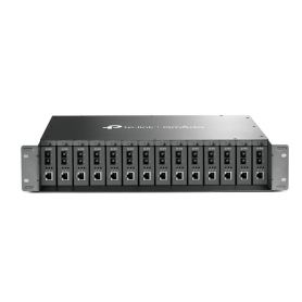 TP-Link 14-slot unmanaged media converter chassis, 19-inch rack-mountable, supports redundant power supply   - MC1400