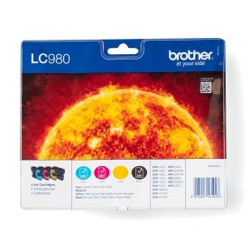 Brother Pack de 4 cartuchos de tinta Preta  Cyan  Magenta  Amarela. 300 pág BK-260pág.C M Y. para DCP145C - LC980VALBP