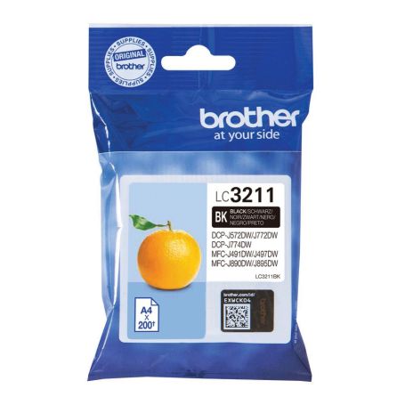 Brother Tinteiro preto, duração estimada até 200 páginas (segundo ISO IEC 24711) - LC3211BK
