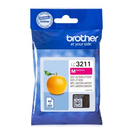 Brother Tinteiro magenta, duração estimada até 200 páginas (segundo ISO IEC 24711) - LC3211M