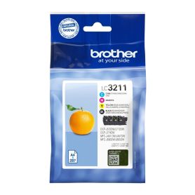 Brother Pack de 4 Tinteiros preto, cião, magenta e amarelo, duração estimada. até 200 pág. cada cor  - LC3211VAL