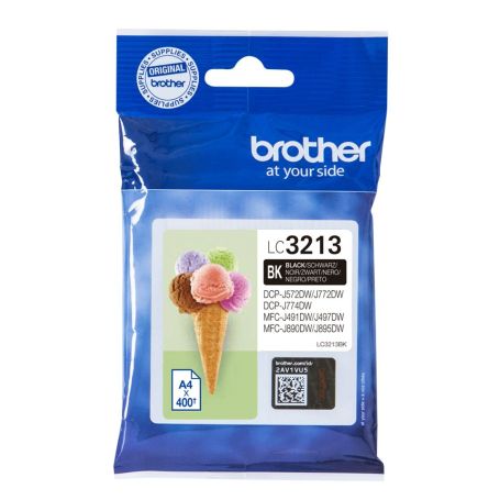 Brother Tinteiro tinta preto de alta capacidade, duração estimada até 400 páginas (segundo ISO IEC 24711) - LC3213BK