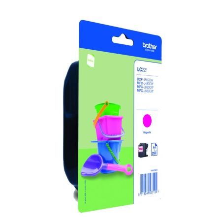 Brother Cartucho tinta magenta Blister, 260 págs., para DCP-J562DW  MFC-J480DW  MFC-J880DW - LC221MBP