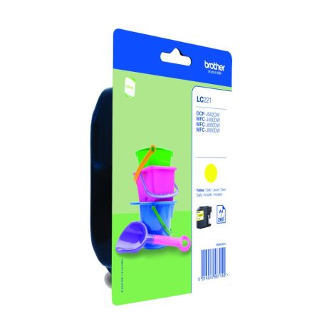 Brother Cartucho tinta amarelo Blister, 260 págs., para DCP-J562DW  MFC-J480DW  MFC-J880DW - LC221YBP
