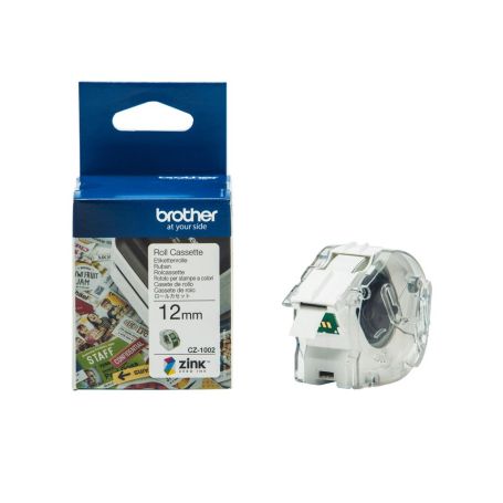 Brother Rolo de fita adesiva para impressão de etiquetas a cores - Largura 12mm, Comprimento 5m - CZ1002