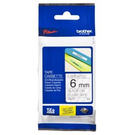 Brother Fita Laminada 6mm - Transparente Preta, para P-Touch - TZE-111