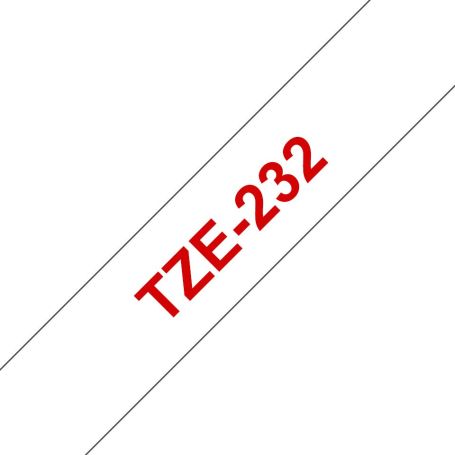 Brother Fita Laminada de 12 mm - Branco Vermelho, para P-Touch - TZE232