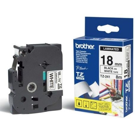 FITA LAMINADA BROTHER BRANCO PRETO TZE241 24mm