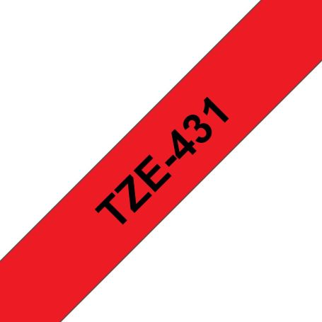 Brother Fita laminada de 12 mm - Vermelho   Preto, para P-Touch - TZE431