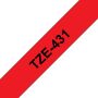 Brother Fita laminada de 12 mm - Vermelho   Preto, para P-Touch - TZE431