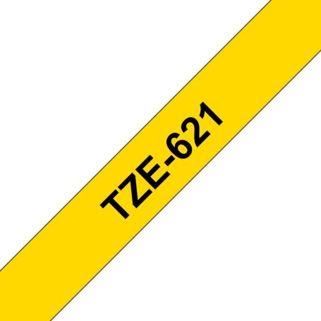 Brother Fita Laminada de 9 mm - Amarelo   Preto, para P-Touch  - TZE621