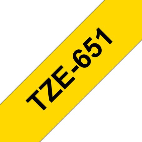 Brother Fita Laminada de 24 mm - Amarelo   Preto, para P-Touch - TZE651