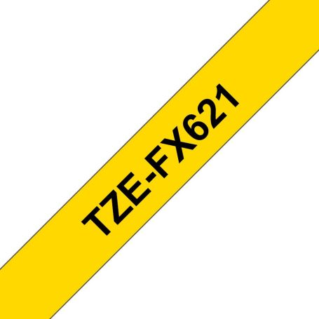 Brother Fita laminada flexível - Largura 9mm, comprimento 8m - Texto preto sobre fundo amarelo, para P-Touch  - TZEFX621