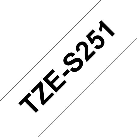 Brother Fita Laminada de 24mm - Branco Preto (super-adesiva) - TZES251