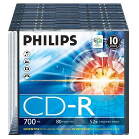 Philips CD-R 80Min 700MB 52x Slim Case (10 unidades) - CR7D5NS10