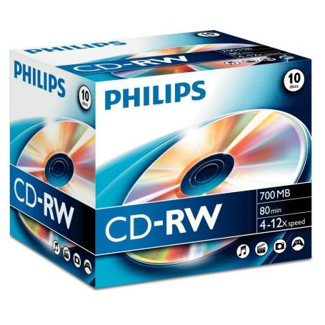 Philips CD-RW 80Min 700MB 4-12x Jewel Case (10 unidades) - CW7D2NJ10