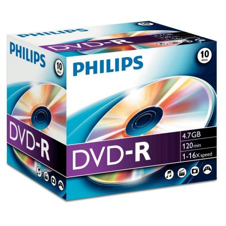 Philips DVD-R 4,7GB 16X Jewel Case (10 unidades) - DM4S6J10C