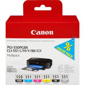 Canon PGI-550 CLI-551 PGBK C M Y BK GY Multi Pack - 6496B005