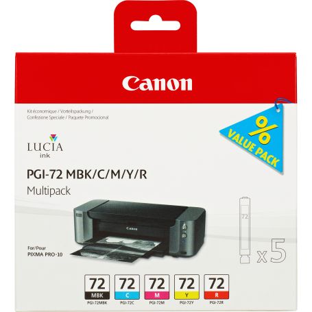 Canon PGI-72 MBK C M Y R Multi Pack sem segurança - 6402B009