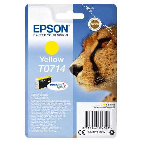 Epson Tinteiro Amarelo T0714 Tinta DURABrite Ultra (c alarme RF+AM) - C13T07144022