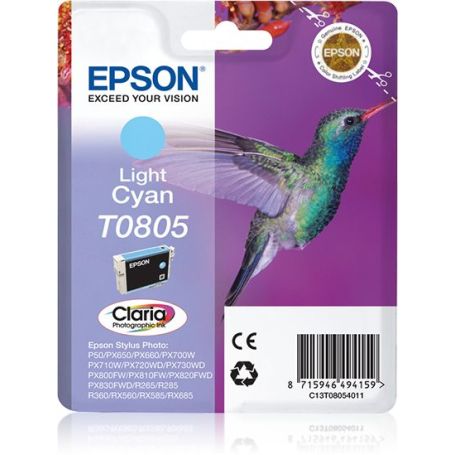 Epson Tinteiro Cyan Claro T0805 Tinta Claria Photographic (c alarme RF+AM) - C13T08054021