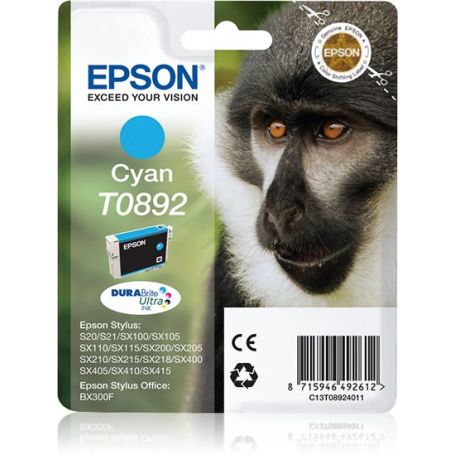 Epson Tinteiro Cyan Stylus S20  21  SX105  115  205  215  218  405  415  Office BX300F com etiqueta de segurança - C13T08924021