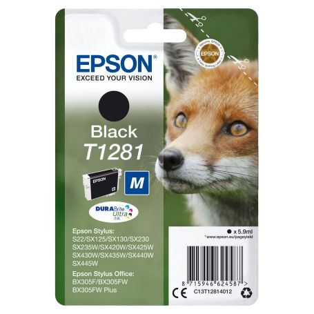 Epson Tinteiro Preto T1281 Tinta DURABrite Ultra (c alarme RF+AM) - C13T12814022