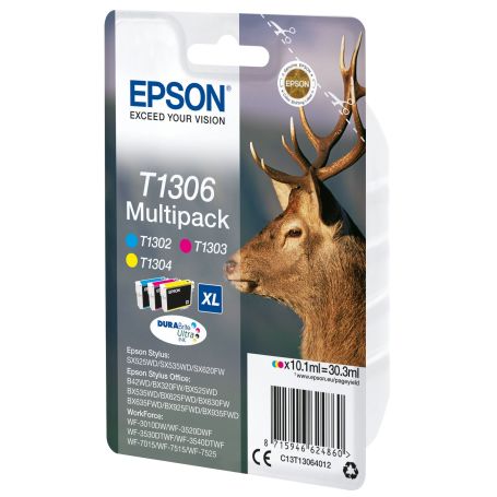 Epson Multipack de 3 cores T1306 Tinta DURABrite Ultra - C13T13064012