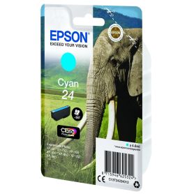 Epson Tinteiro Cyan Série 24 Elefante Tinta Claria Photo HD (c alarme RF+AM) - C13T24224022