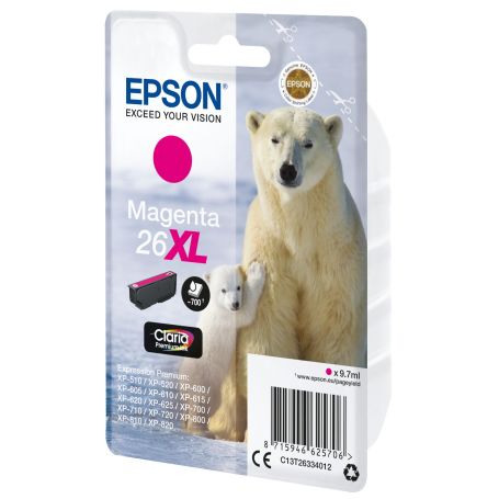 Epson Tinteiro Magenta Série 26XL Urso Polar Tinta Claria Premium (c alarme RF+AM) - C13T26334022