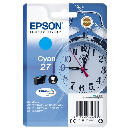 Epson Tinteiro 27 Cyan WF-3620-40 WF-7110-7610-7620 - C13T27024012