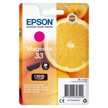 Epson Singlepack Magenta 33 Claria Premium Ink - C13T33434022