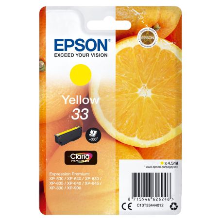 Epson Singlepack Yellow 33 Claria Premium Inkm - C13T33444022