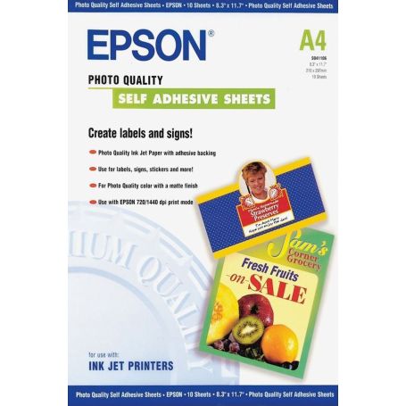Epson Papel Autocolante de Qualidade Fotográfica A4 (10 Folhas) - C13S041106