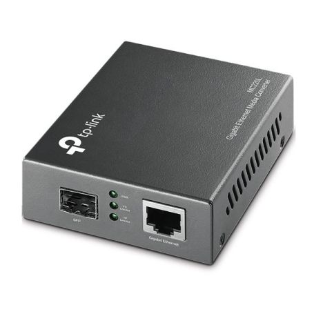 TP-Link 1000Mbps RJ45 to 1000Mbps SFP slot supporting MiniGBIC modules, switching power adapter, chassis mountable