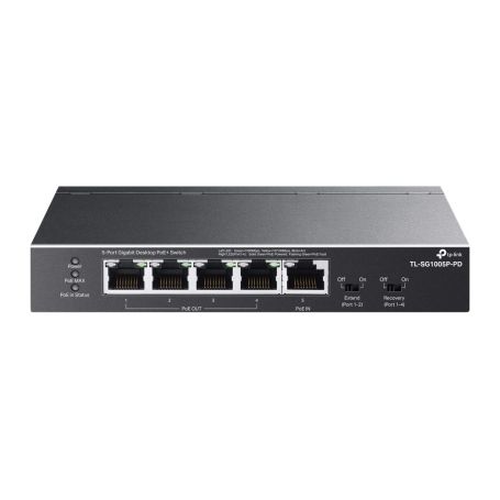 TP-Link 5-Port Gigabit Desktop PoE+ Switch with 1-Port PoE++ In and 4-Port PoE+Out  - TL-SG1005P-PD