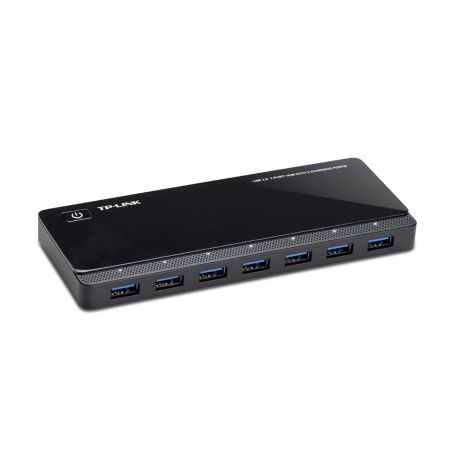 TP-Link 7 ports USB 3.0 Hub with 2 power charge ports (2.4A Max), Desktop, a 12V 4A power adapter included - UH720