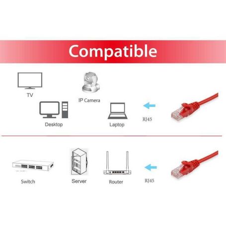Equip Cabo de Rede UTP CAT6 10,0 M - Vermelho - 625426