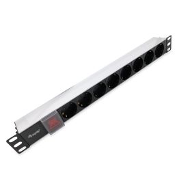 Equip Power Strip 8bay CEE7 4 w. switch, 1,8m cable, aluminium (19'') - 333293