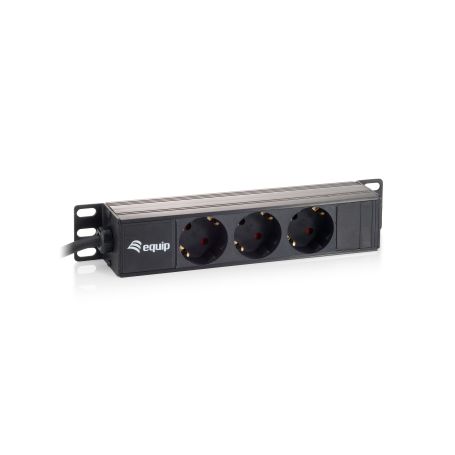 Equip Power Strip 3BAY CEE7 4 W. 1,8M CABLE, BLACK (10'') - 333299
