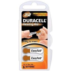 Battery General  Zinc air - Duracell 1.4V Hearing Aid Cell (6 Pack) DA312