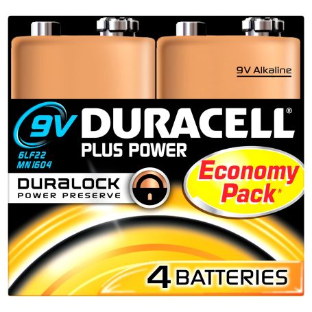 Battery General  Alkaline - Duracell Plus 9V 4 Pack MN1604B4