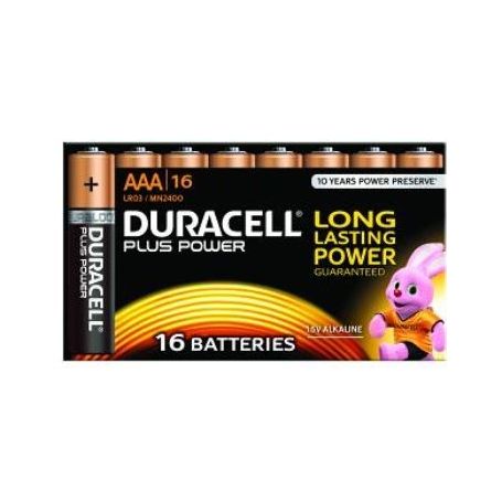 Battery General Alkaline - Duracell Plus AAA 16 Pack MN2400B16