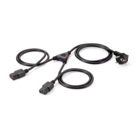 Equip Power Cable y-verion 2 x iec c13 to schuko c13, angled, black - 112220